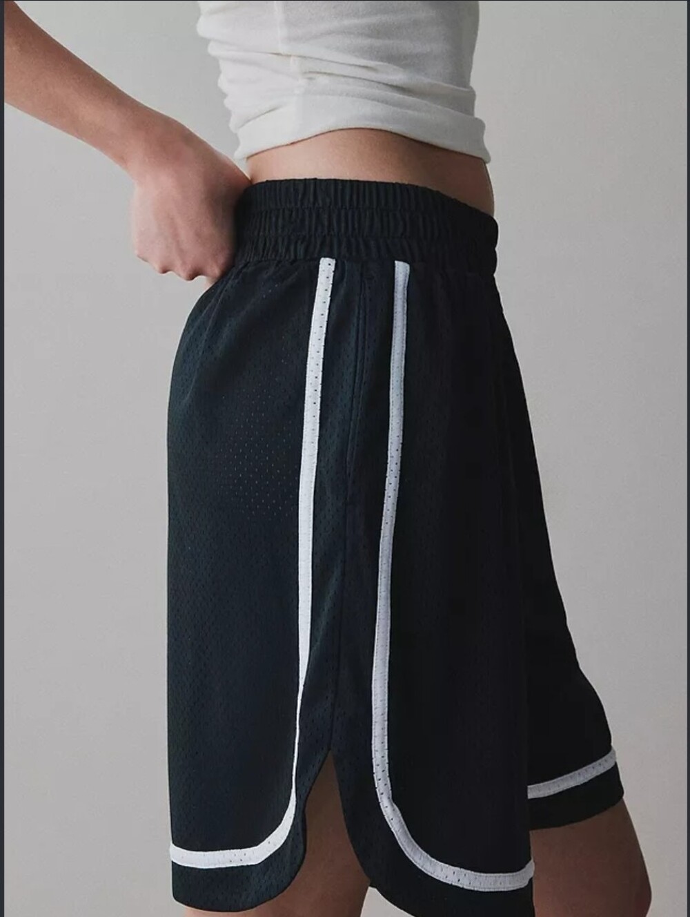 BDG Black Mesh Athletic Shorts with White Trim